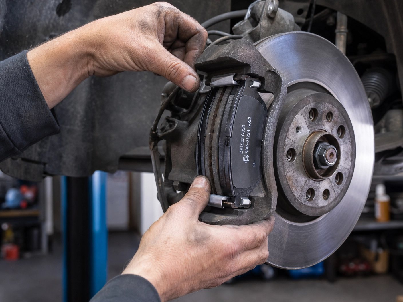 Brake repair service on a vehicle rotor